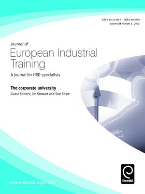 cover image of Journal of European Industrial Training, Volume 29, Issue 1
